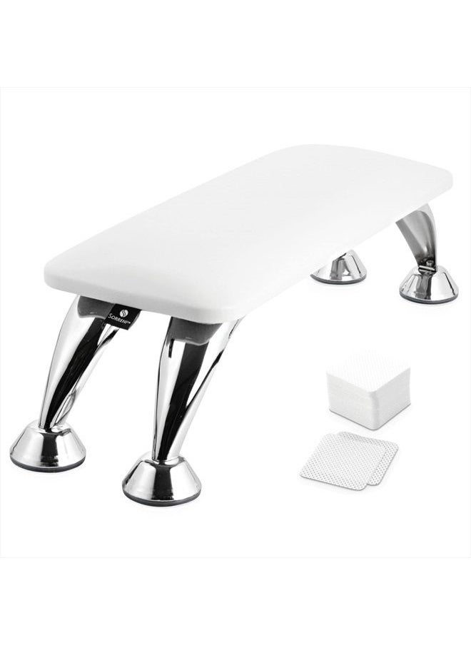Sorreni - Arm Rest for Nails - Nail Arm Rest - Nail Arm Rest for Nail Tech with 100Pcs Lint Free Nail Wipes - Hand Rest for Nails - Nail Hand Rest - Hand Rest Nail Tech Use - Nail Tech Must Haves (White) - Image 1
