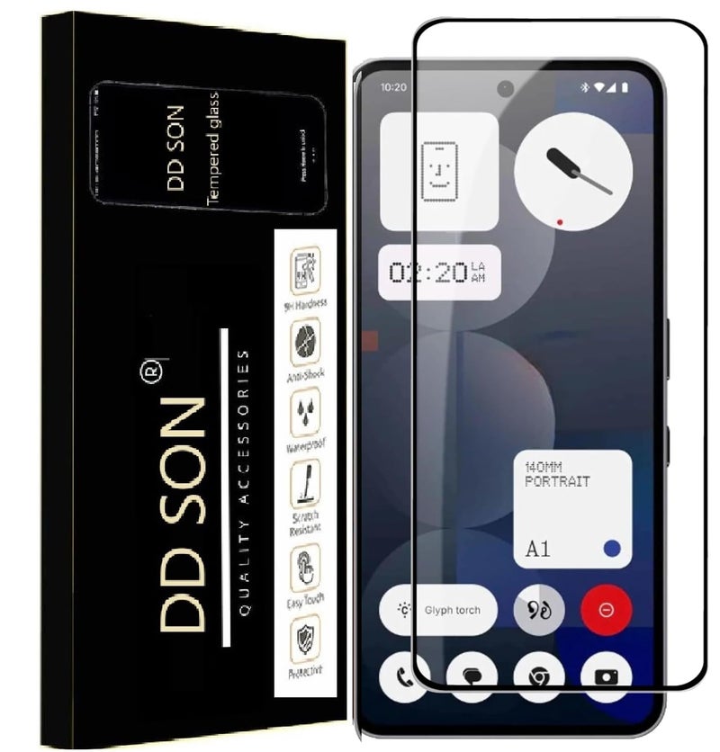 DD SON Tempered Glass Screen Protector Compatible For Nothing Phone 3A 5G / Phone 3A Pro 5G (6.77 Inch) (Black) With Edge-To-Edge Protector Coverage And Easy Installation Kit - Image 1