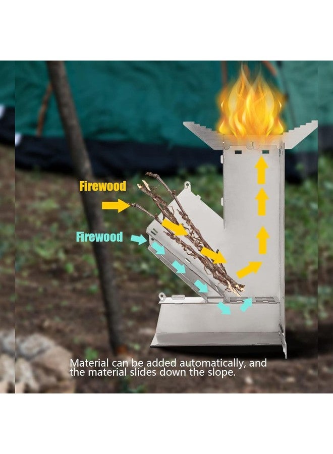 klarako Rocket Stove Portable Durable Convenient Stainless Steel Detachable Backpacking Stove  - Image 3