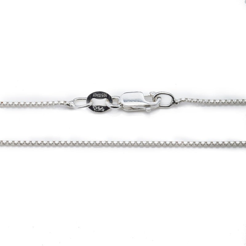 Designer Sterling Silver سلسلة صندوقية من الفضة الإسترلينية 925 بسمك 0.8 مم - سلسلة قلادة إيطالية للنساء مع مشبك مخلب الكركند بطول 16 بوصة - Image 2