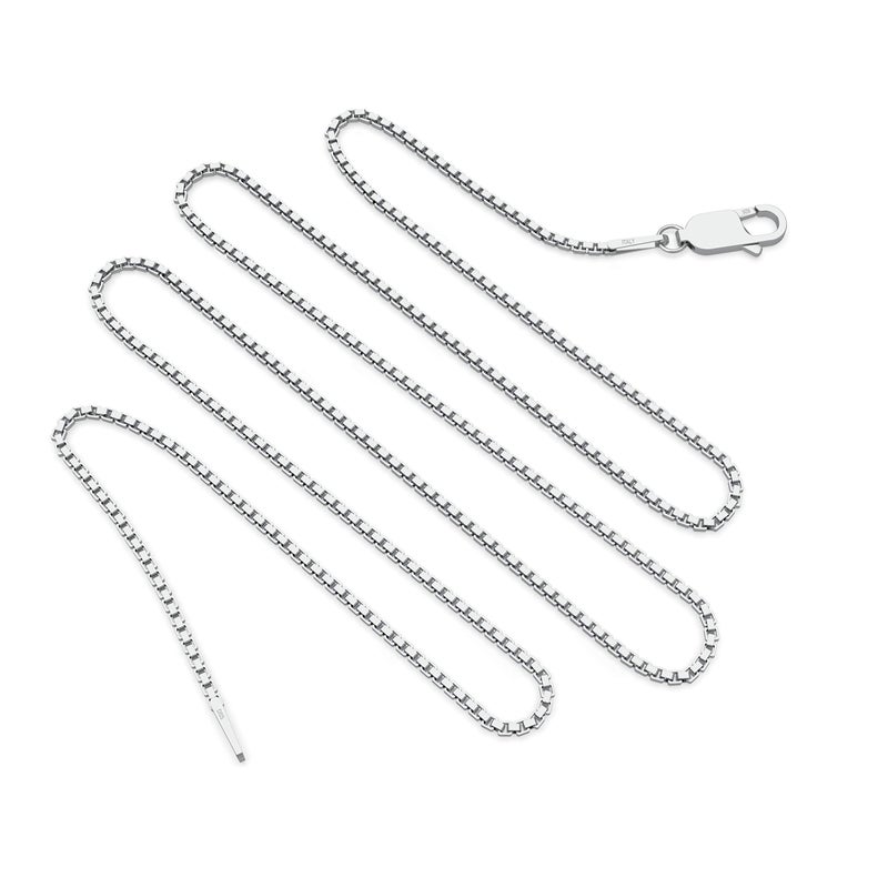 Designer Sterling Silver سلسلة صندوقية من الفضة الإسترلينية 925 بسمك 0.8 مم - سلسلة قلادة إيطالية للنساء مع مشبك مخلب الكركند بطول 16 بوصة - Image 1