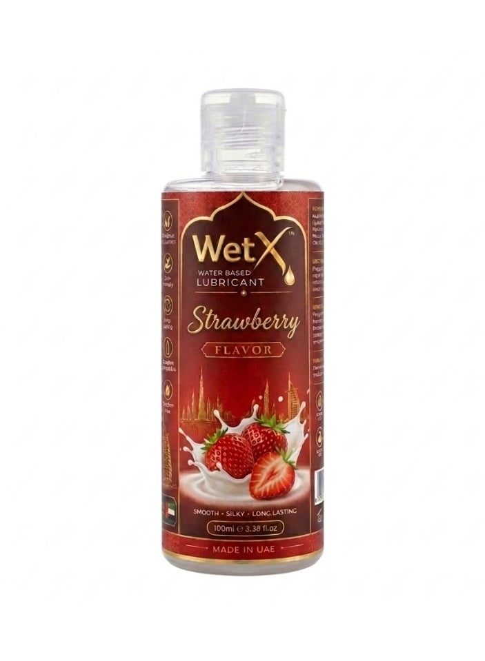 WetX Sweet Strawberry Flavored Water Based Lubricant (100ml) | Long Lasting Pleasure - Natural Feeling - Smooth & Silky - Image 1