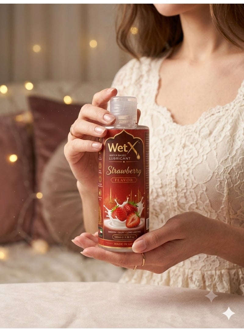 WetX Sweet Strawberry Flavored Water Based Lubricant (100ml) | Long Lasting Pleasure - Natural Feeling - Smooth & Silky - Image 5
