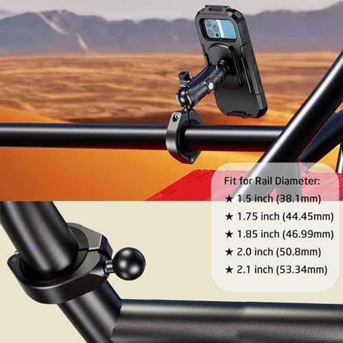 iMESTOU Waterproof ATV Phone Mount with Aluminum 1" Ball Large Clamp Mount Adapter Fits for ATV UTV 1.5''/1.75''/1.85''/2''/2.1'' Handlebars, Suitble for 5.5"-6.8" Smartphones (Size L) - Image 4