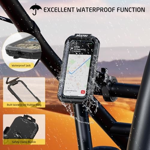 iMESTOU Waterproof ATV Phone Mount with Aluminum 1" Ball Large Clamp Mount Adapter Fits for ATV UTV 1.5''/1.75''/1.85''/2''/2.1'' Handlebars, Suitble for 5.5"-6.8" Smartphones (Size L) - Image 2