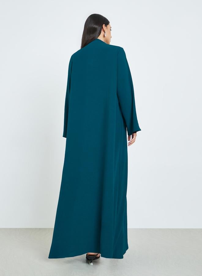 Amirah Teal Front Open Solid Abaya - Image 4