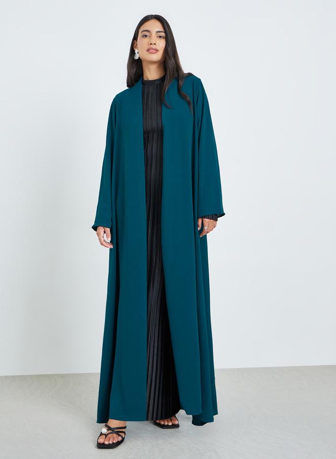 Amirah Teal Front Open Solid Abaya - Image 3