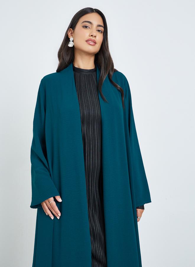 Amirah Teal Front Open Solid Abaya - Image 2