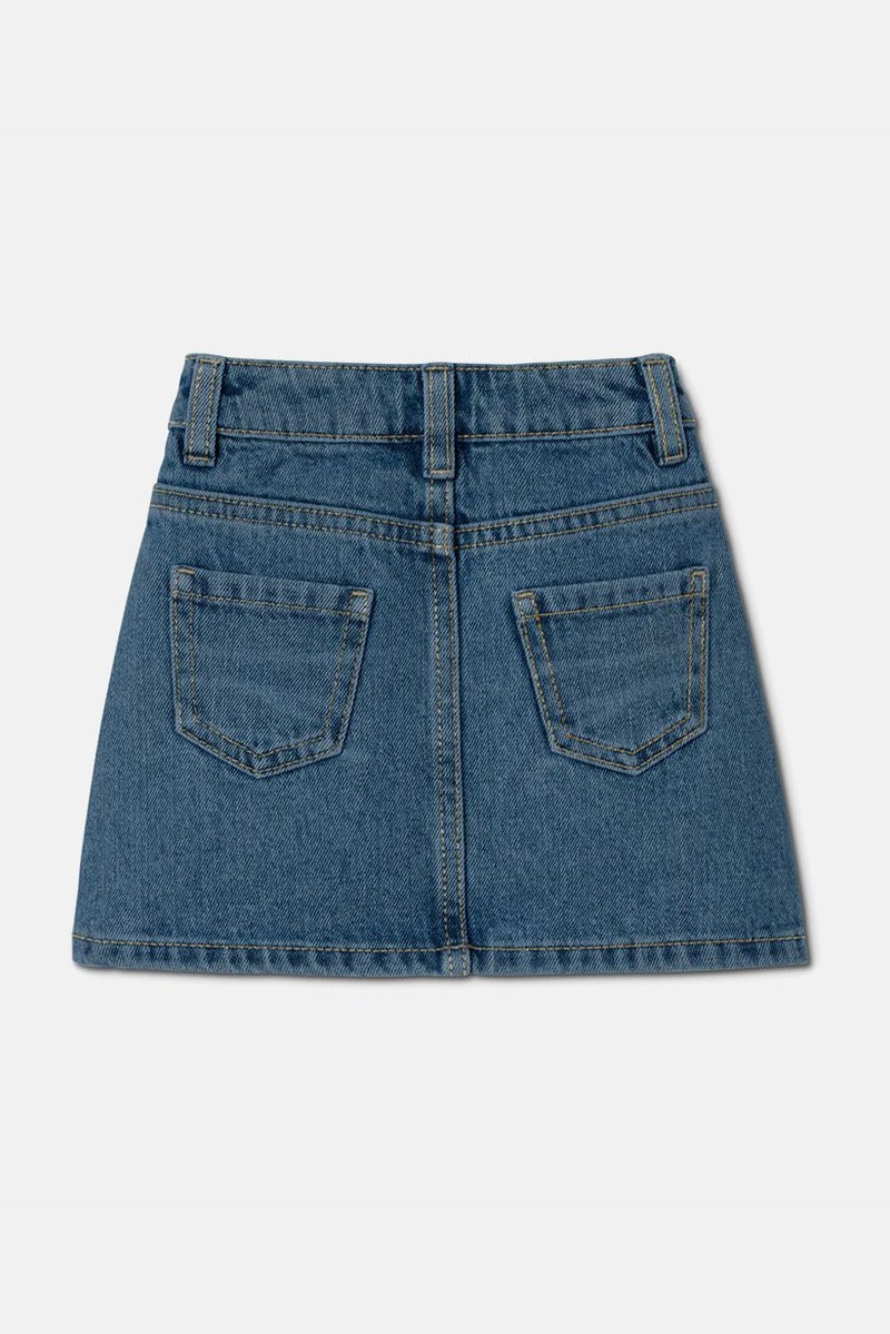 Tchibo Toddlers Girl Wash Denim Skirt, Blue  - Image 3