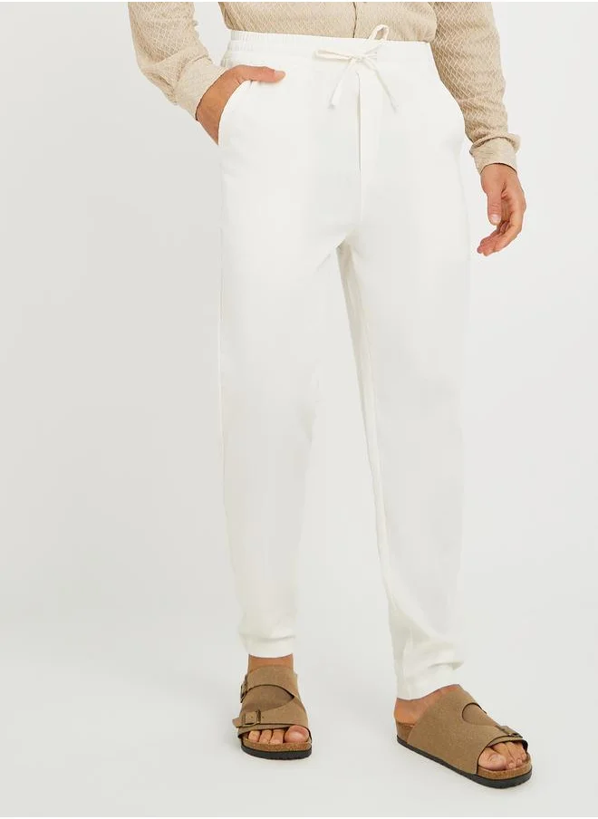 Styli Styli Textured Regular Fit Joggers with Drawstring
