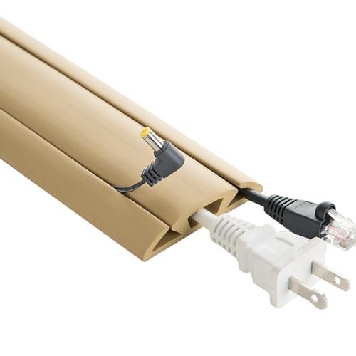 UT Wire 3-Channel Cord Protector & Concealer for Floor - 5 FT - Beige - Image 1