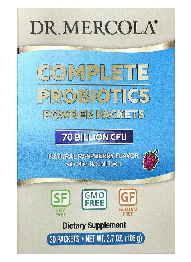 Complete Probiotics Powder Packets Natural Raspberry  70 Billion CFU 30 Packets 0.12 oz (3.5 g) Each