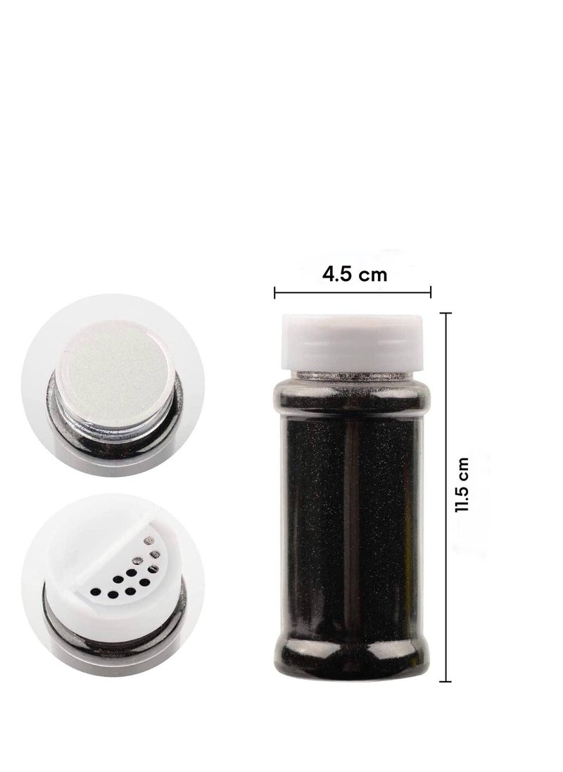 Sadaf - Glitter Shaker Bottle, 100g Black Glitter Pots for Resin Epoxy Slime Painting Scrapbooking Arts and Crafts Supplies - Image 1