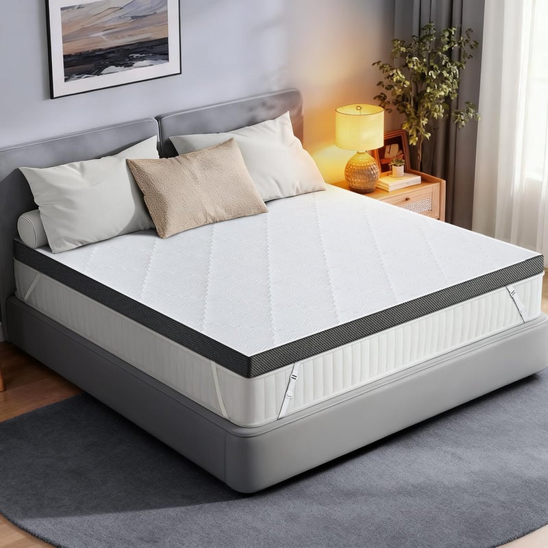 Glendan Extra Firm Mattress Topper Queen: 3 Inch High Density Mattress Pad, Extra Support for Pain Relief Bed Topper, Breathable Washable Cover with Anti-Slip Straps, CertiPUR-US Oeko-Tex Certified 80x60 - Image 1