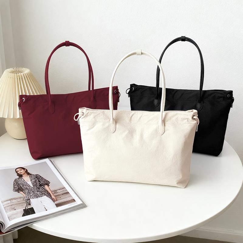 Japanese Style Drawstring Nylon Tote Bag - Image 1