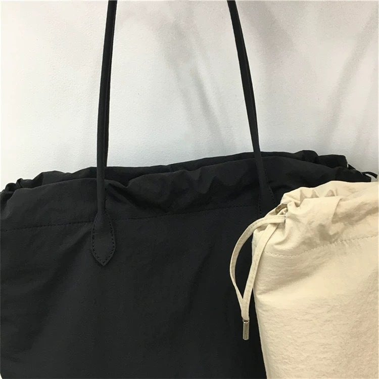 Japanese Style Drawstring Nylon Tote Bag - Image 4
