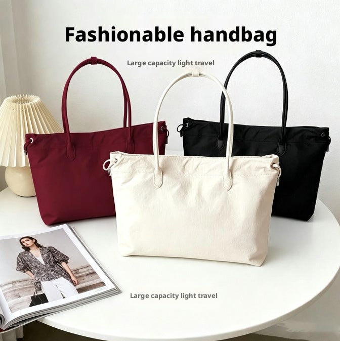 Japanese Style Drawstring Nylon Tote Bag - Image 3