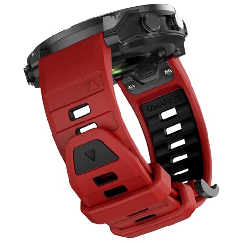 OVERSTEP Compatible with Fenix 8 51mm Watch Bands, 26mm Soft Siliocne Strap for Garmin Fenix 5X/Fenix 5X Plus/Fenix 6X/Fenix 6X Pro/Fenix 7X/Fenix 7X Pro Smartwatch(Red, Black) - Image 1