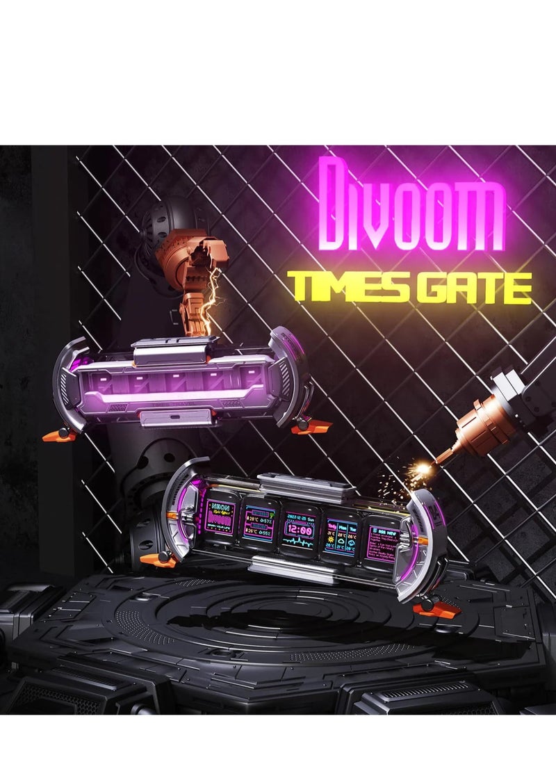 Excefore - Cyberpunk Gaming Setup Digital Clock, Modern Desktop Clock, with Smart APP Control, WiFi Connect, RGB LED Display, Personalized Dashboard, Pixel Art for Gaming Room & Office Decor (Sliver) - Image 1