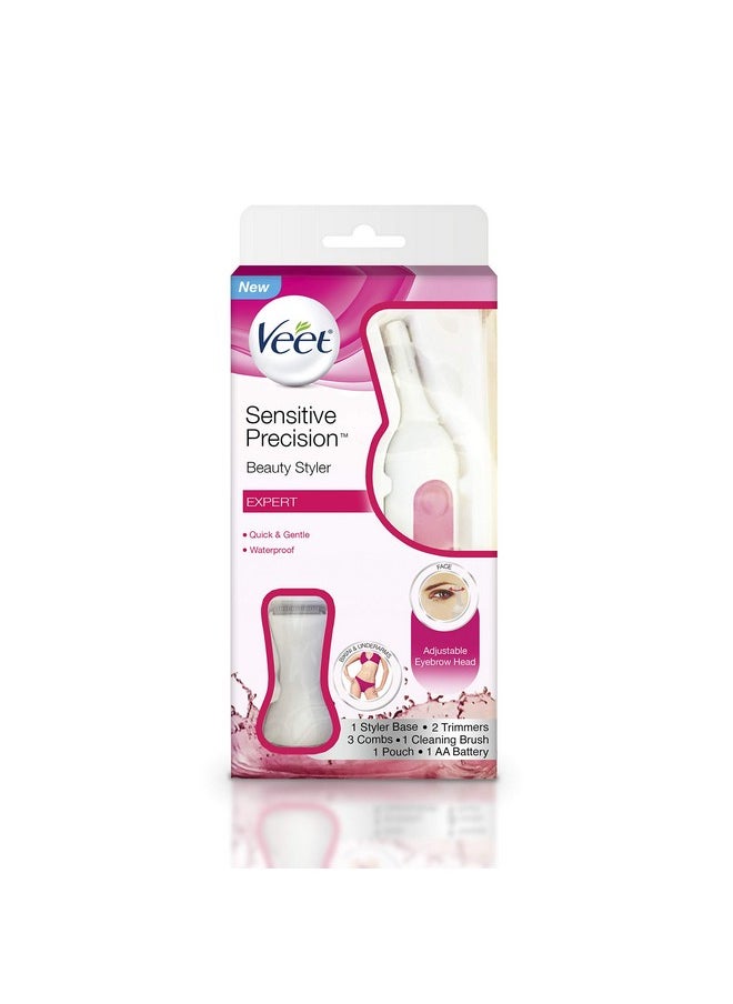 Veet - Removal Electric Trimmer Expert Sensitive Precision Beauty Styler For Underarms Eyebrows And Bikini Hair Removal With 8 Accessories And Beauty Bag 1 Count - Image 1