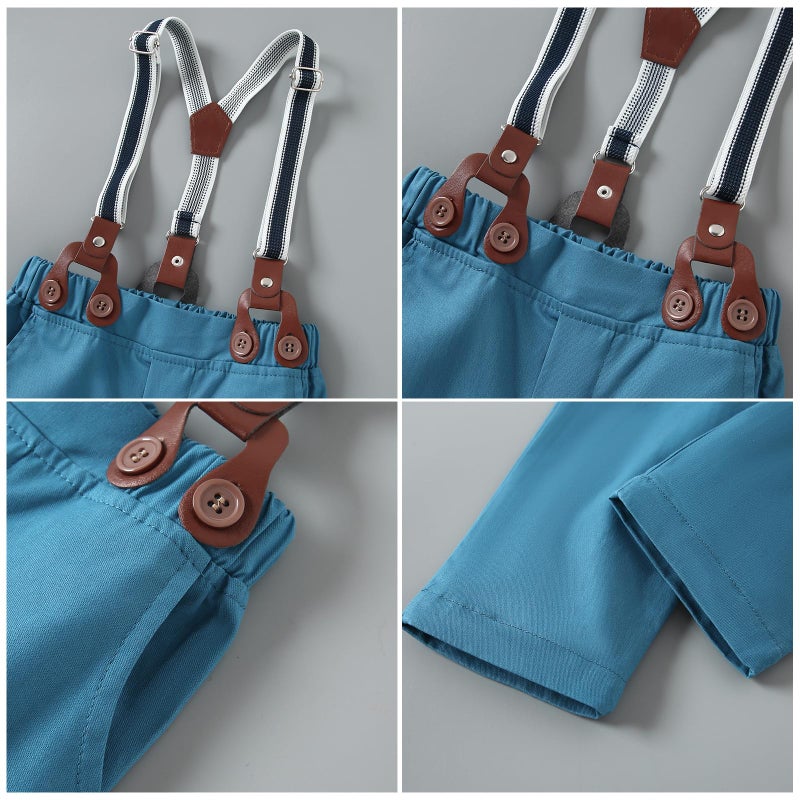 nilikastta Toddler Boy Dress Outfit Set Boys Formal Outfit Shirt+Bowtie +Suspender Pants for Festival Celebration 3-4t - Image 5