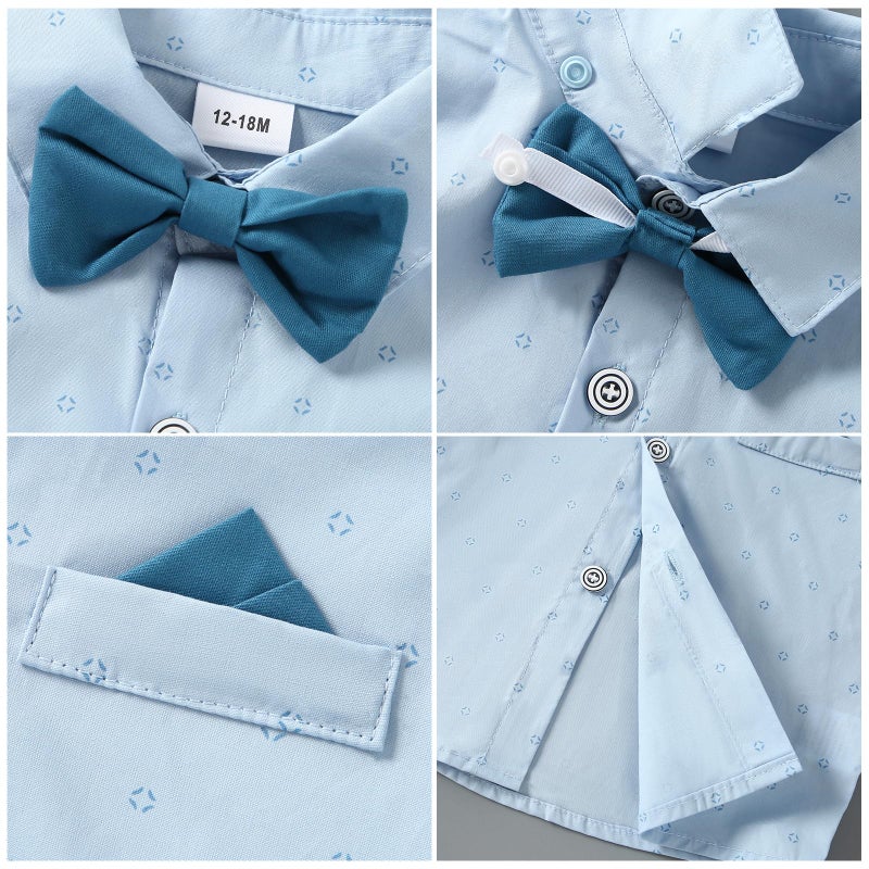 nilikastta Toddler Boy Dress Outfit Set Boys Formal Outfit Shirt+Bowtie +Suspender Pants for Festival Celebration 3-4t - Image 4