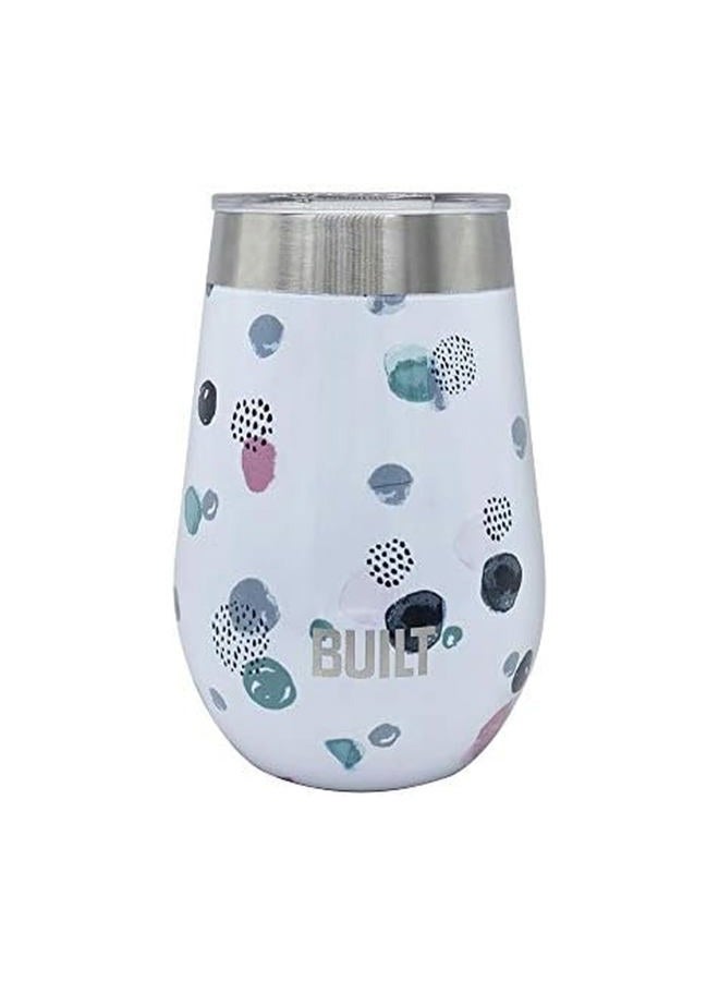 BUILT 12 Ounce Double Wall Stainless Steel Wine Tumbler with Lid Dots 5270079 - Image 1