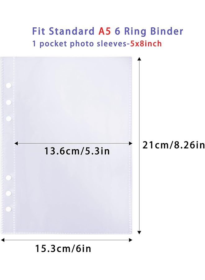 erorex A5 Planner Inserts 30 Pieces Clear Binder Sleeves Waterproof Pocket Protector Playbill Binder Plastic Sleeves Page Protectors Card Sleeves Binder Sheets A5 Binder 6 Ring For Cards Photocard Files  - Image 3