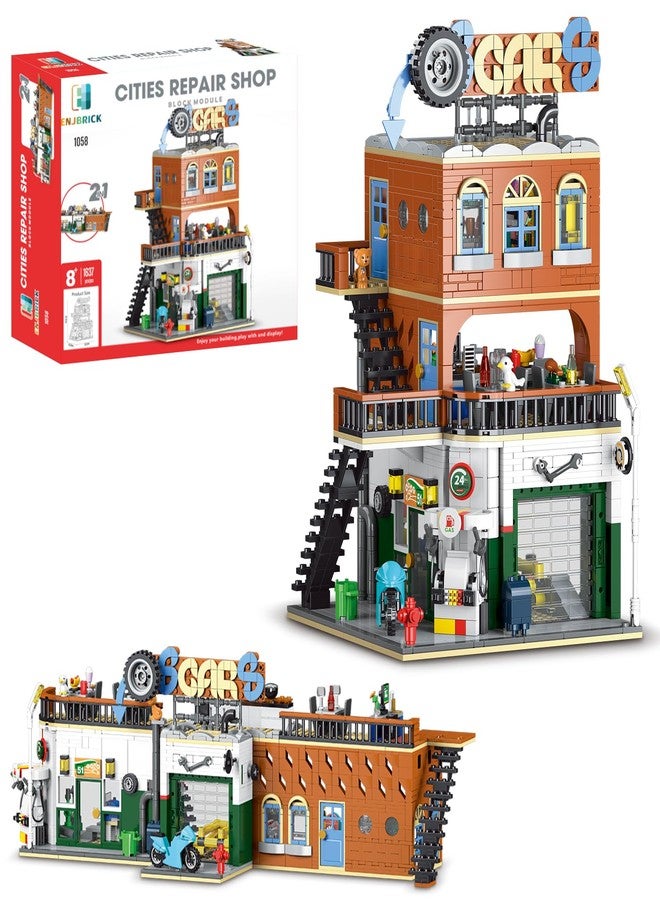 ENJBRICK City Car Repair Shop Building Set for Adults, Architecture Building House Kit for Boys and Girls 8-14 Years 1637 pcs - Image 1