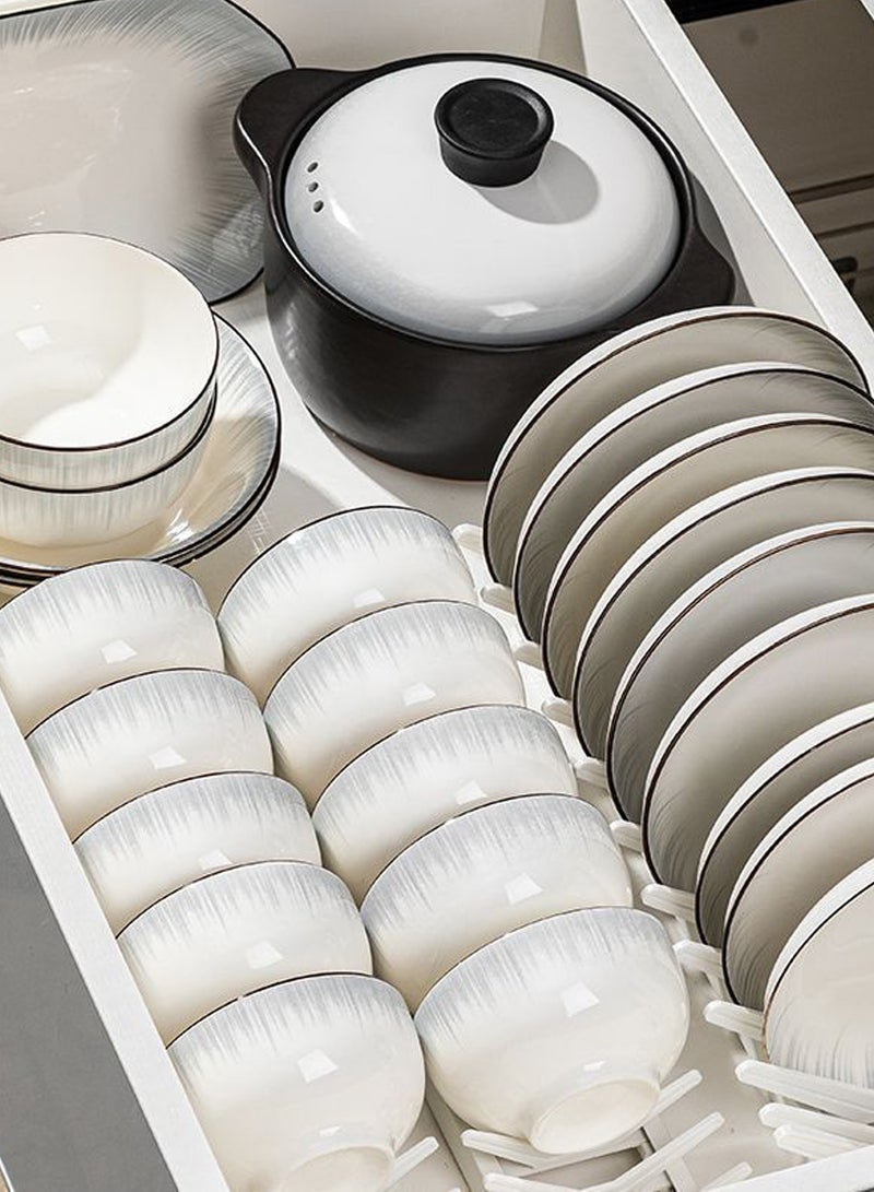 18 - Piece Modern Ceramic Dinnerware Set For 4, Including 4 Bowls, 4 Plates, 4 Spoons, 4 Chopsticks, 1 Soup Bowl And 1 Soup Spoon, Ideal For Home Dining And Casual Entertaining - Image 5