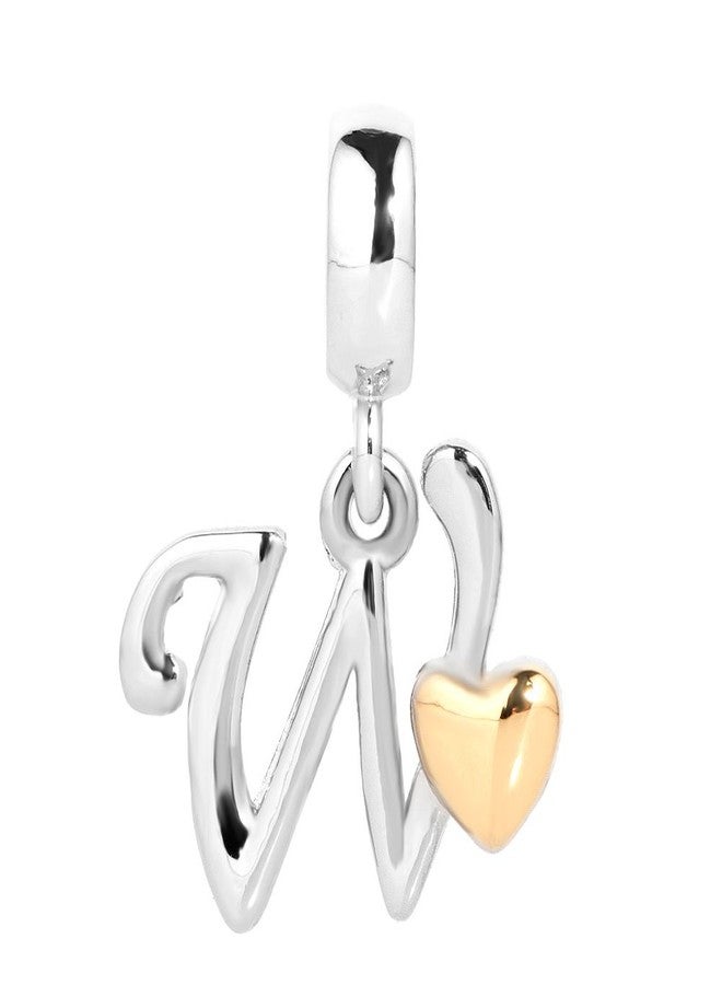 QueenCharms Initial A-Z Letter Charm Golden Heart Alphabet Dangle Beads For Bracelets & Necklaces (W) - Image 2