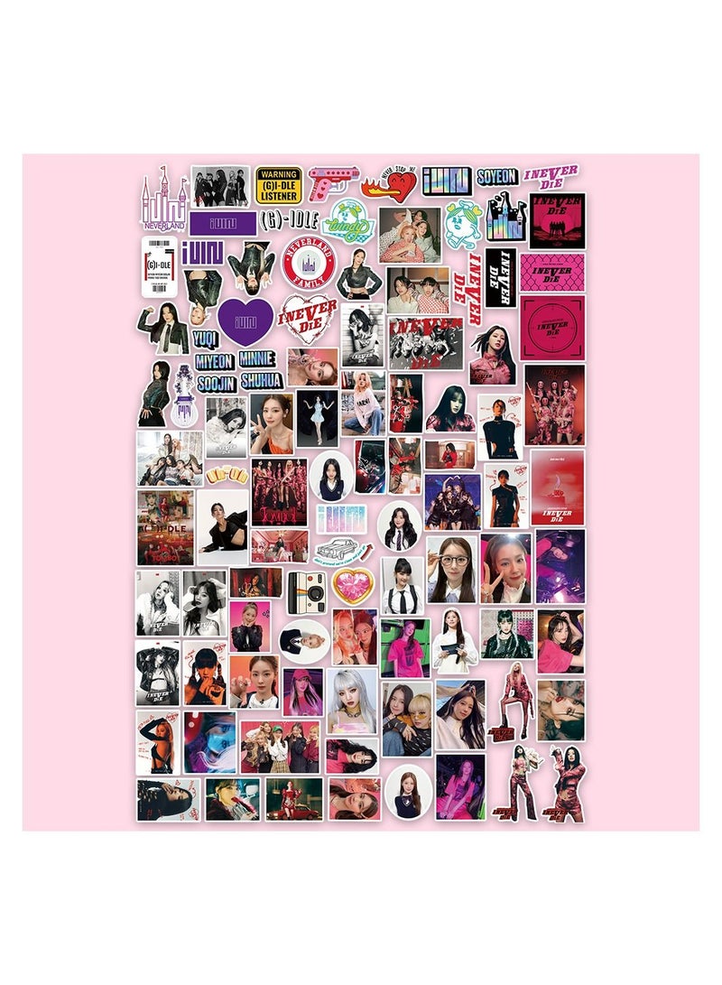 100 Pcs G-IDLE I Never Die Waterproof Stickers Laptop Skateboard Luggage Computer Water Bottle Cool Graffiti Sticker Packs for Kids Teens Girls Adults