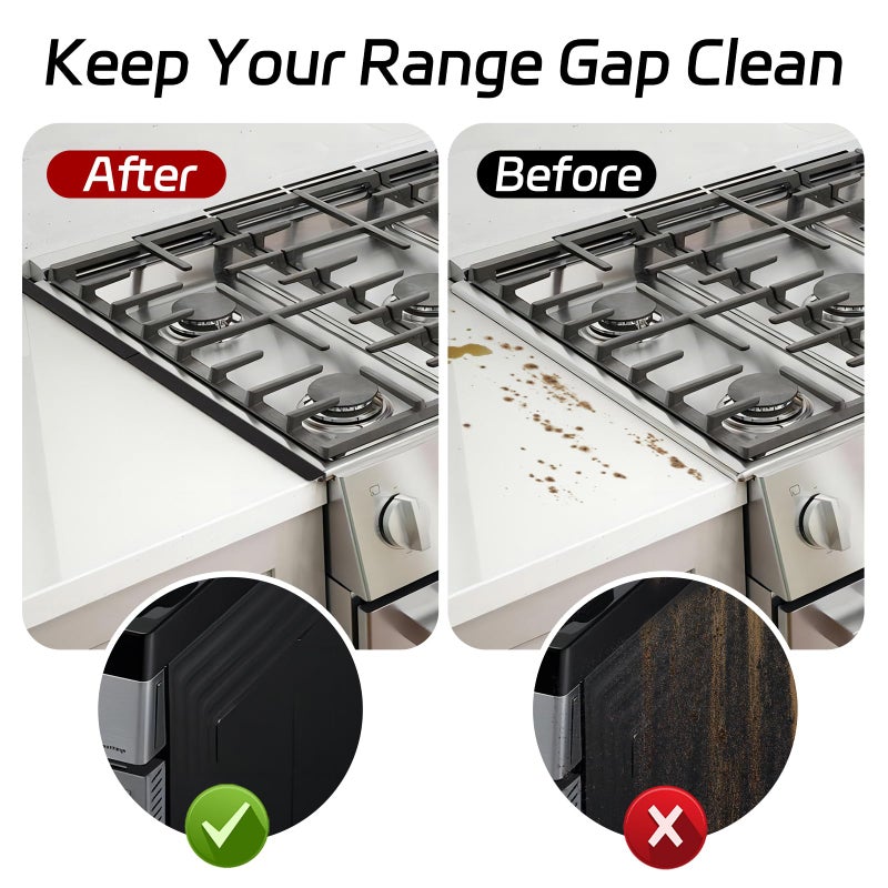 Cleaneat Acpulse Stainless Steel Stove Counter Gap Cover (2 Pack)  Stove Guard  Stove Gap Filler For Kitchen  Range Trim Kit  Easy Clean With Heat Resistant  Adjustable Length 13.8  To 27.6 - Image 2