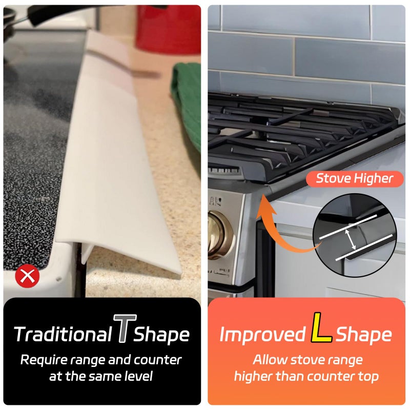 Cleaneat Acpulse Stainless Steel Stove Counter Gap Cover (2 Pack)  Stove Guard  Stove Gap Filler For Kitchen  Range Trim Kit  Easy Clean With Heat Resistant  Adjustable Length 13.8  To 27.6 - Image 5