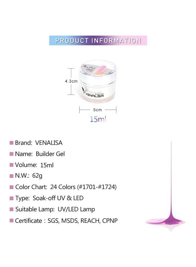 Venalisa 15ml Nail Extension Builder Hard Jelly Gel nail art french nail DIY gum Poly Nail Gel hard jelly builder nail extend gel (1703_Thin Pink) - Image 3