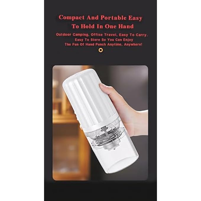 Honwor Compact Auto Conical Burr Coffee Grinder  Rechargeable Stepless Adjustment Easy PushButton White - Image 5