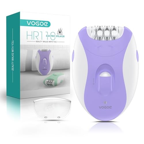 VOGOE جهاز إزالة الشعر VOGOE للنساء مع 21 ملقط وضوء LED، جهاز إزالة شعر لاسلكي بسرعتين للنساء، جهاز إزالة الشعر الكهربائي القابل لإعادة الشحن للذراعين والساقين HR110 (أرجواني) - Image 1