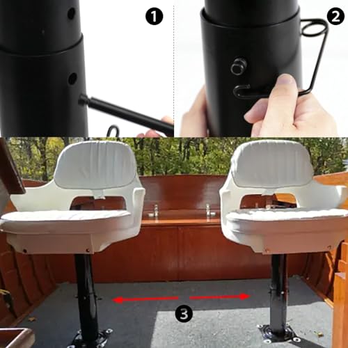 RULLINE Boat seat Pedestal，Pedestal Base for Boat Seats, Height Adjustable 11.34-17.24 inches, Adjustable Yacht Seat Base - Black Powder Coated Base - Image 4