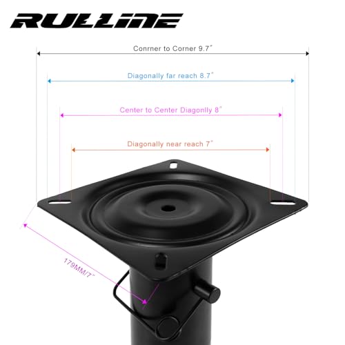 RULLINE Boat seat Pedestal，Pedestal Base for Boat Seats, Height Adjustable 11.34-17.24 inches, Adjustable Yacht Seat Base - Black Powder Coated Base - Image 2