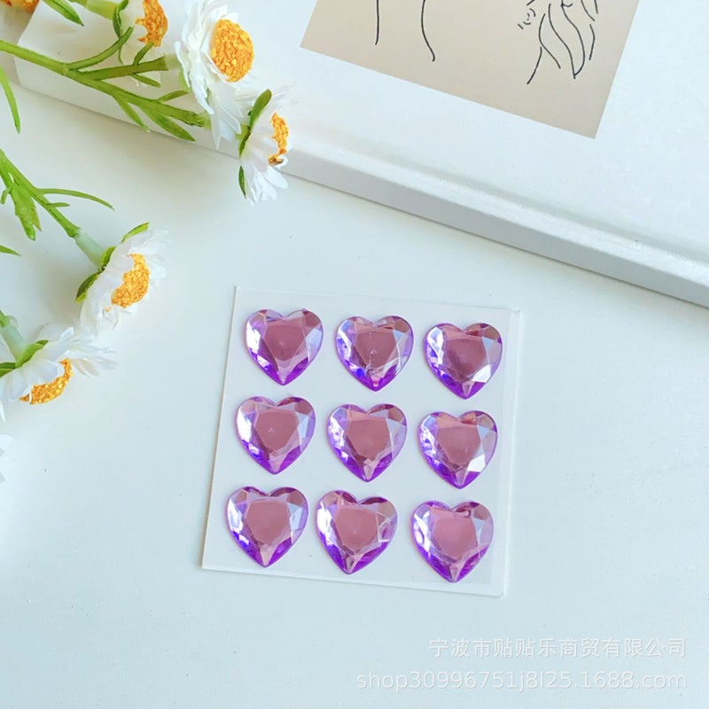 Generic Pearl Diamond Stickers for Kids Face Decoration 9 purple hearts 