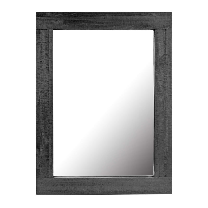 Stonebriar 24 x 18 Rectangle Black Wood Frame Wall Mirror with Attached Hanging Brackets Decorative Country Rustic Decor for The Living Room Bedroom Bathroom Hallway and Entryway