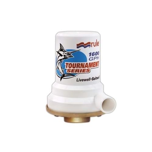Rule 209B Marine Rule 1600 Tournament Series Livewell Pump (1" NPT, Female-Single Port Bronze Base),White - Image 1