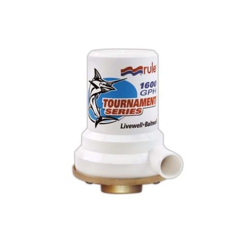 Rule 209B Marine Rule 1600 Tournament Series Livewell Pump (1" NPT, Female-Single Port Bronze Base),White - Image 2