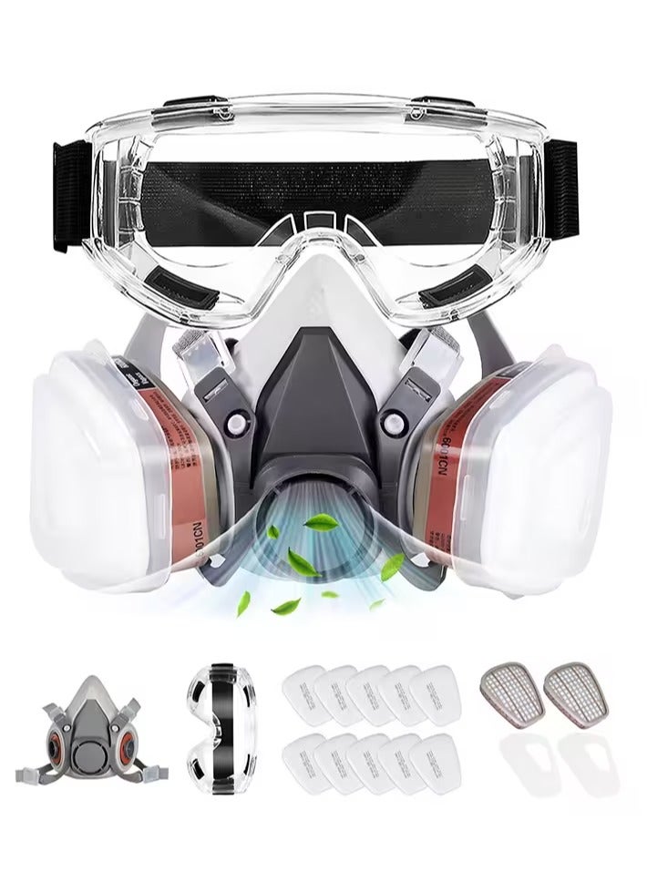 Respirator Mask - Respirator with Filter and Goggles for Chemicals - Epoxy Spray Paint Mask For Paint Dust Soldering Construction Sanding Woodworking etc. - Image 1