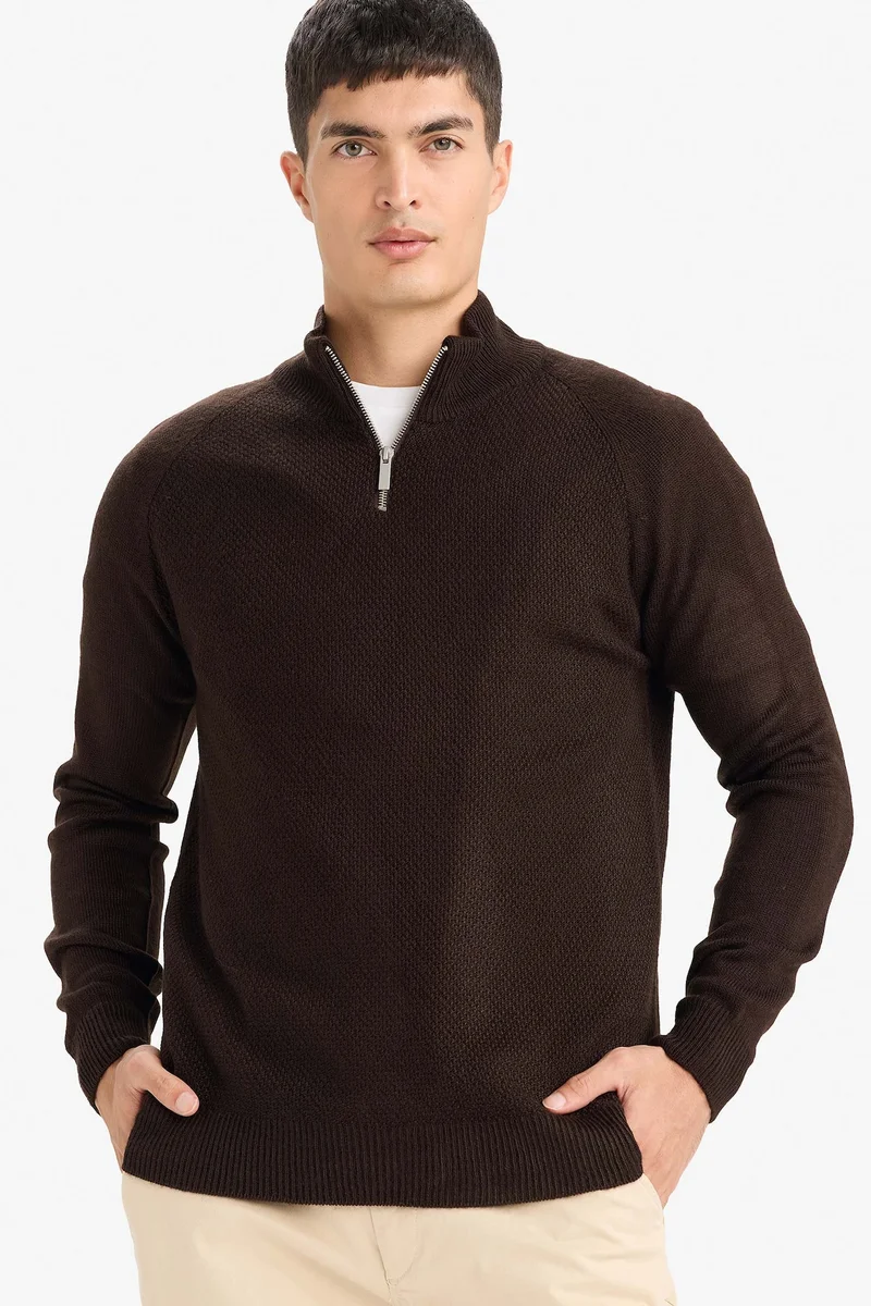 ديفاكتو Standard Fit Zipper Knitwear Pullover