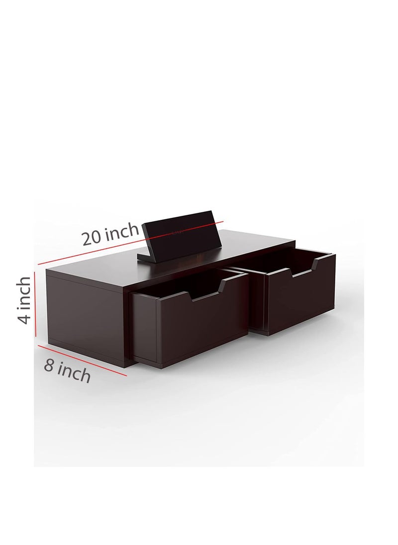 Device Bas with BROWN ART SHOPPEE Brown Art SHOPPEE Floating Shelf with Drawer Floating Stand for Bedroom Wall Shelf White Floating Shelf with Storage Floating ShelfOffice Bathroom Kitchen Floating Bedside Table Brown  - Image 2