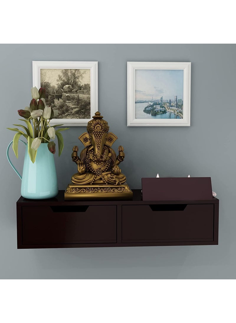 Device Bas with BROWN ART SHOPPEE Brown Art SHOPPEE Floating Shelf with Drawer Floating Stand for Bedroom Wall Shelf White Floating Shelf with Storage Floating ShelfOffice Bathroom Kitchen Floating Bedside Table Brown  - Image 1