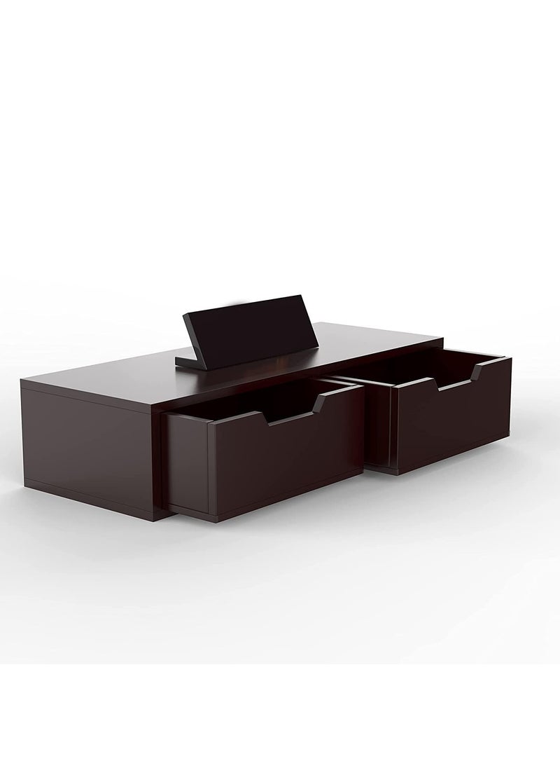 Device Bas with BROWN ART SHOPPEE Brown Art SHOPPEE Floating Shelf with Drawer Floating Stand for Bedroom Wall Shelf White Floating Shelf with Storage Floating ShelfOffice Bathroom Kitchen Floating Bedside Table Brown  - Image 3