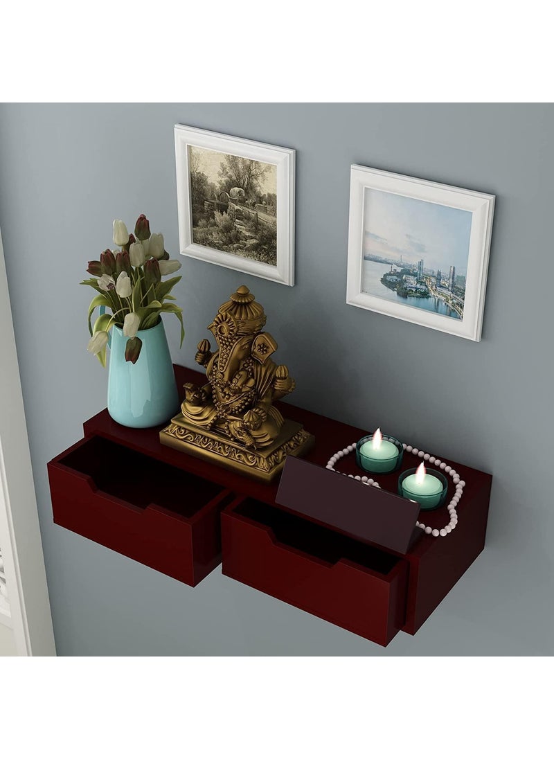 Device Bas with BROWN ART SHOPPEE Brown Art SHOPPEE Floating Shelf with Drawer Floating Stand for Bedroom Wall Shelf White Floating Shelf with Storage Floating ShelfOffice Bathroom Kitchen Floating Bedside Table Brown  - Image 4