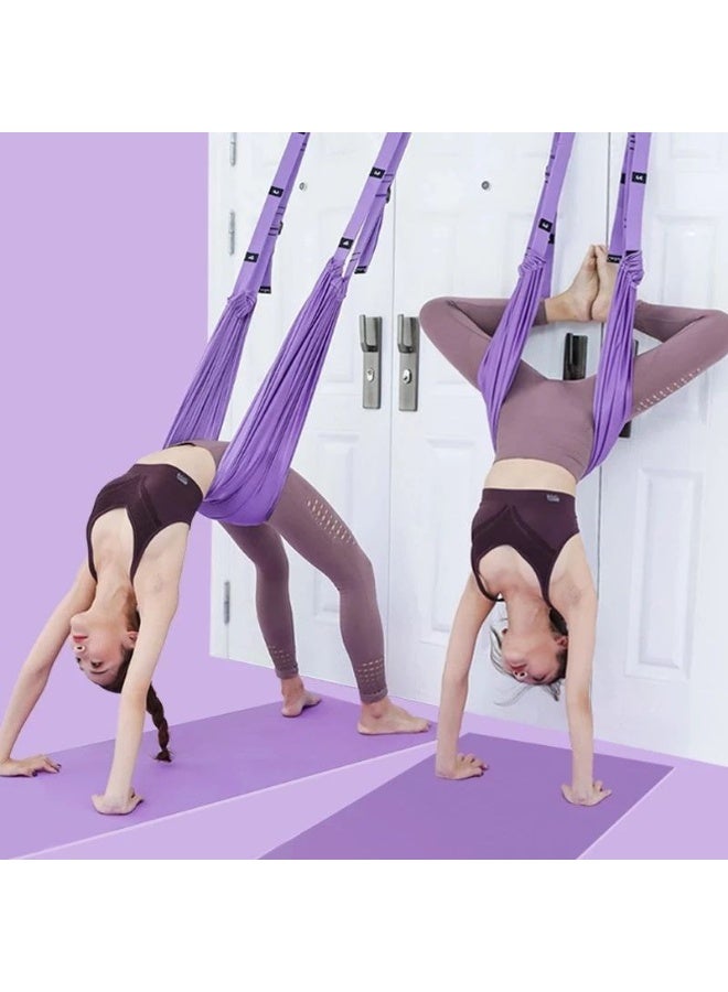 حبل تدريب اليوغا الجوي (Aerial Yoga Swing) - أرجوحة رياضية قابلة للتعديل لتمارين اليوغا والظهر - مثالي لتقوية العضلات والمرونة - خامات متينة وآمنة للاستخدام المنزلي - Image 1